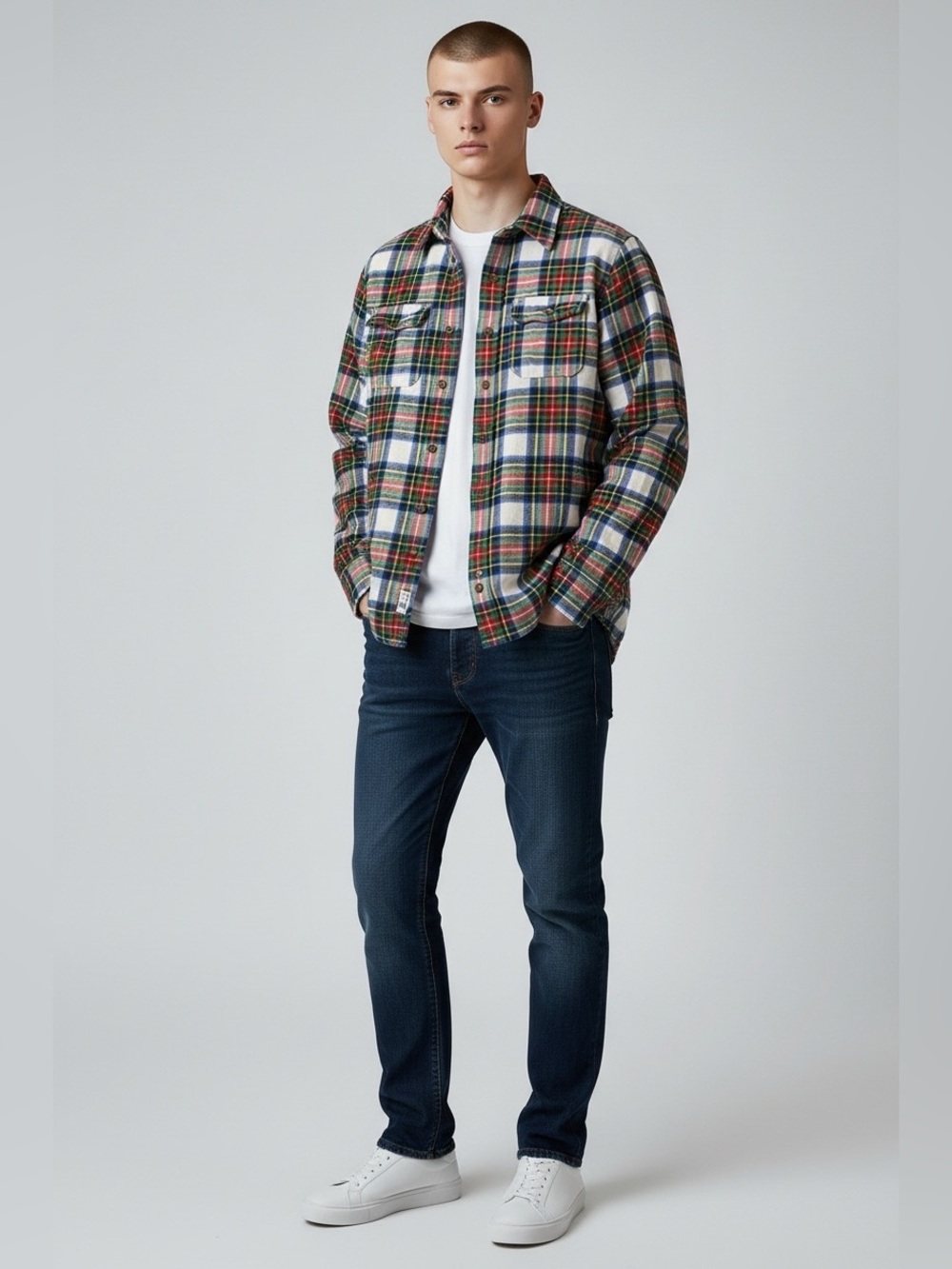 Abercrombie & Fitch Muscle Fit Plaid Flannel Cotton Button Down Shirt Size L